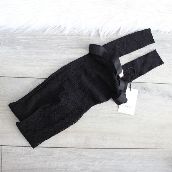 Gucci Rhomboid Lace Effect Footless Tights - Picture 3 of 10